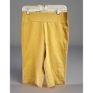 Lori‎ Goldstein LOGO Layer Crop Pants Womens Small Tan Capri Stretch Pull On